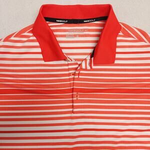 Nike Golf Casual Collared Short Sleeve Polo Shirt Mens Size L Red Orange White